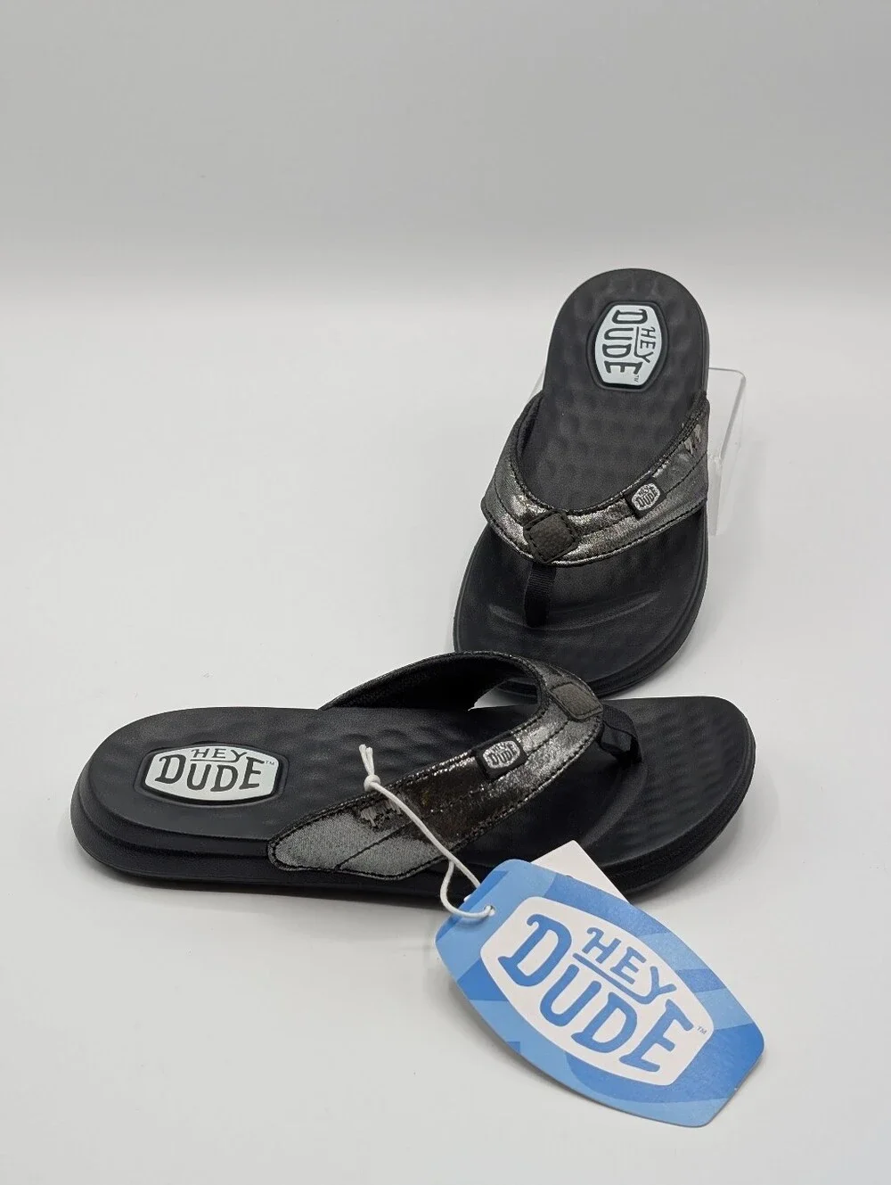 Hey Dude Girl Sandals Little Kids 13 Flip Flops Black Shimmer Christi Flip